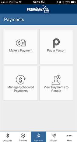 Image of Mobile Banking Payments Select Page